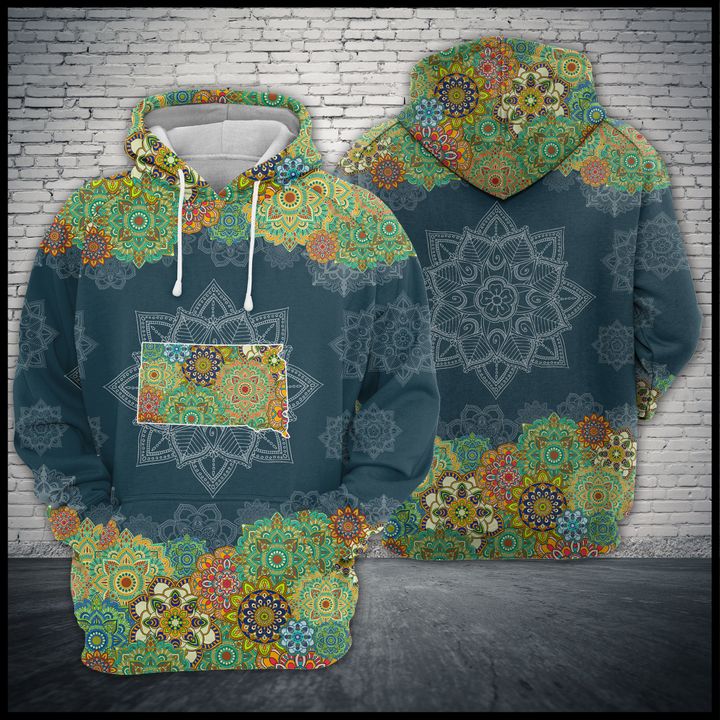 South Dakota Floral Mandala 3D Printed Hoodie/Zipper Hoodie South Dakota Floral Mandala 3D Printed Hoodie/Zipper Hoodie