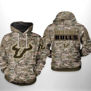 South Florida Bulls NCAA Camo Veteran 3D Printed Hoodie/Zipper Hoodie