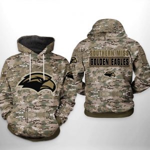 Southern Miss Golden Eagles NCAA Camo Veteran 3D Printed Hoodie/Zipper Hoodie