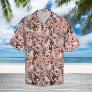 Sphynx Hawaiian Shirt Summer Button Up
