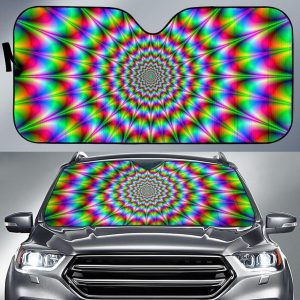 Spiky Psychedelic Optical Illusion Car Auto Sun Shade