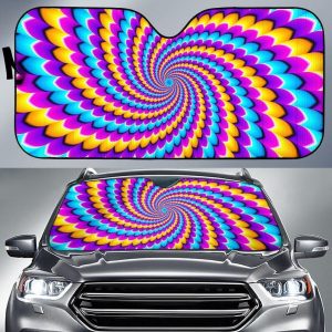 Spiral Colors Moving Optical Illusion Car Auto Sun Shade