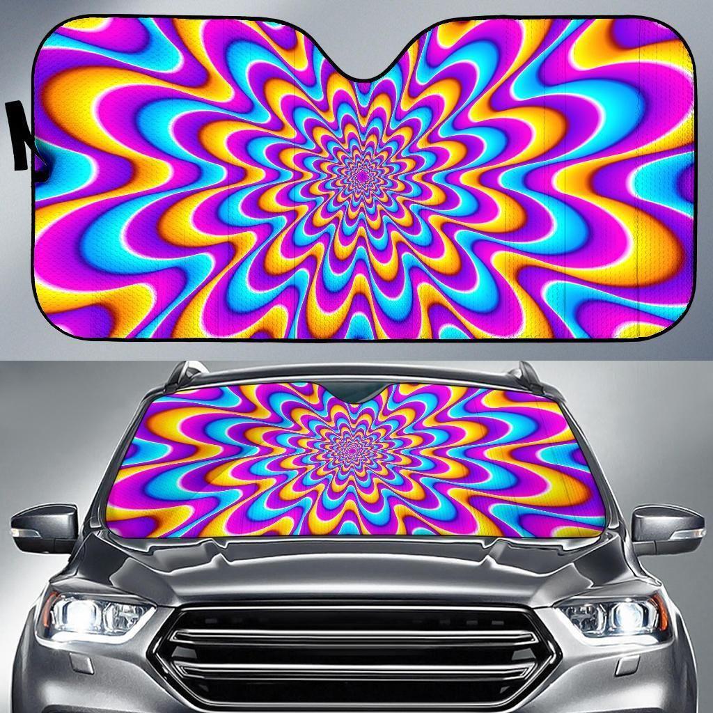 Splashing Colors Moving Optical Illusion Car Auto Sun Shade Splashing Colors Moving Optical Illusion Car Auto Sun Shade