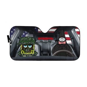 Spongebob And Patrick Storm The America Defense Lines Car Auto Sun Shade