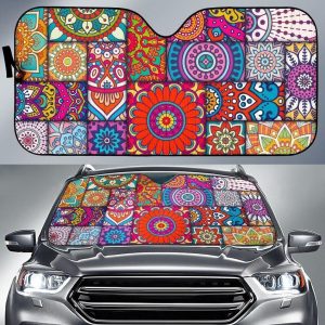 Square Bohemian Mandala Patchwork Car Auto Sun Shade