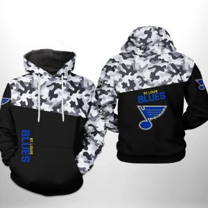 St. Louis Blues NHL Camo Veteran 3D Printed Hoodie/Zipper Hoodie