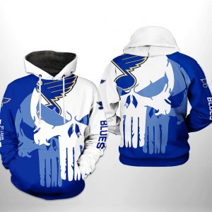 St. Louis Blues NHL Team Skull 3D Printed Hoodie/Zipper Hoodie