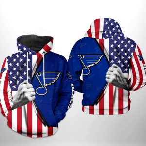 St. Louis Blues NHL US FLag 3D Printed Hoodie/Zipper Hoodie