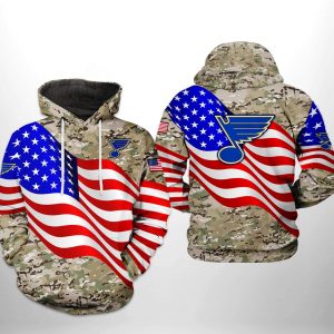 St. Louis Blues NHL US FLag Camo Veteran 3D Printed Hoodie/Zipper Hoodie