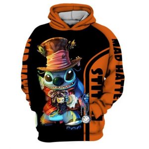 Stitch Art Mad Hatter Lilo And Stitch Art Alice In Wonderland 3D Printed Hoodie/Zipper Hoodie