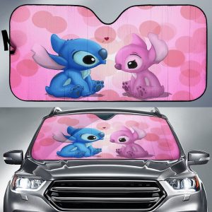 Stitch Valentines Car Auto Sun Shade