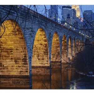 Stone Arch Bridge At Night Jigsaw Puzzle Set