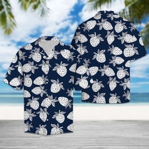 Strawberry Hawaiian Shirt Summer Button Up