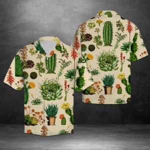 Strong Cactus Hawaiian Shirt Summer Button Up