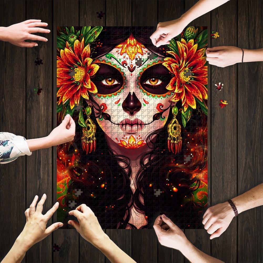 Sugar Skull Day Of The Dead Jigsaw Puzzle Set Sugar Skull Day Of The Dead Jigsaw Puzzle Set