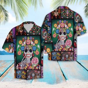 Sugar Skull Make Your Mind Fly Hawaiian Shirt Summer Button Up