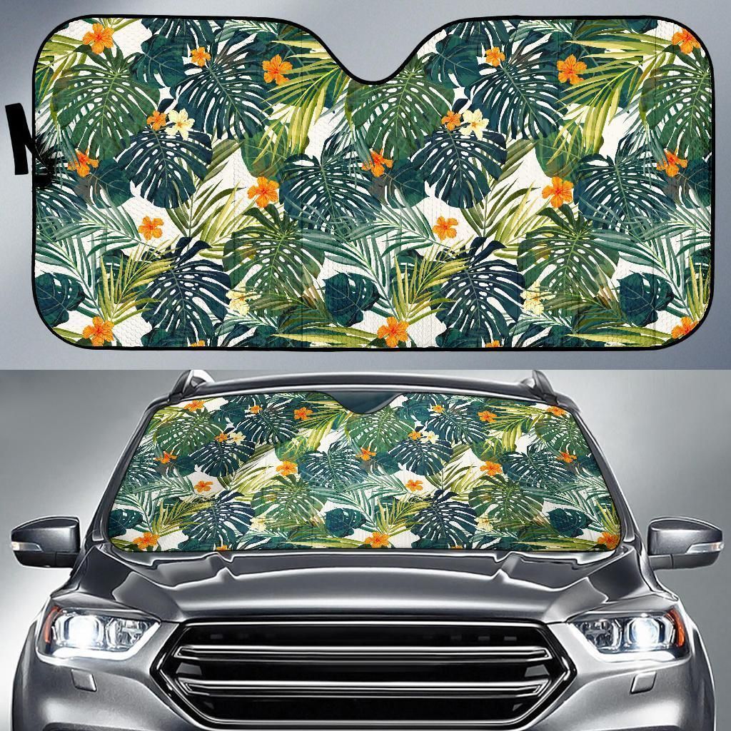 Summer Hawaiian Leaves Car Auto Sun Shade Summer Hawaiian Leaves Car Auto Sun Shade