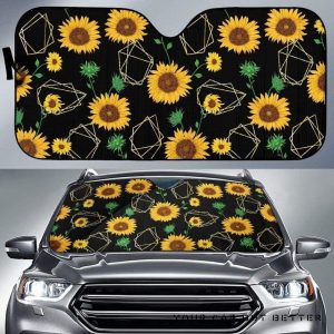 Sunflower Golden Polygonal Shapes Car Auto Sun Shade