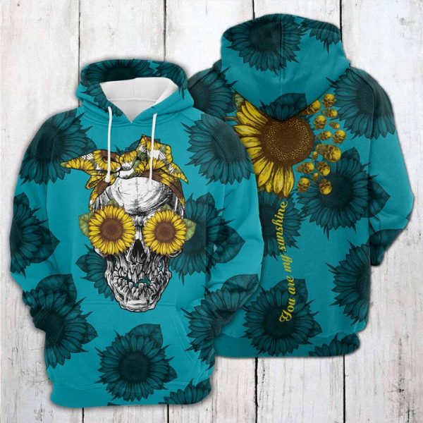 Sunflower Skull 3D Printed Hoodie/Zipper Hoodie