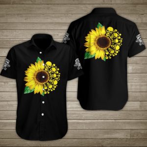 Sunflower Skull Hawaiian Shirt Summer Button Up