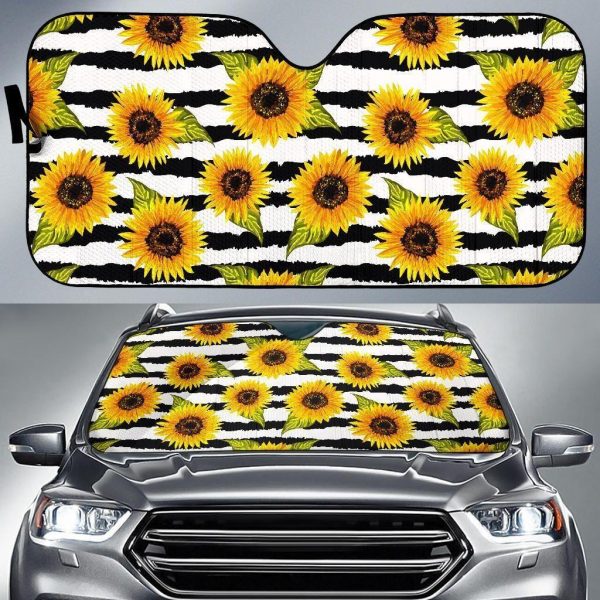 Sunflower Striped Car Auto Sun Shade