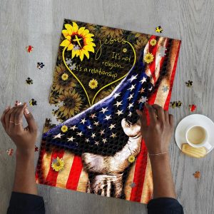 Sunflowers, America Flag Jigsaw Puzzle Set