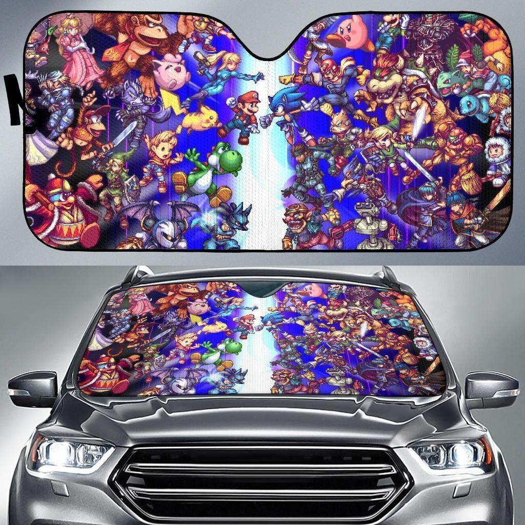 Super Smash Bros 8 Bit Car Auto Sun Shade Super Smash Bros 8 Bit Car Auto Sun Shade