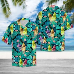 Surfboard Tropical Hawaiian Shirt Summer Button Up