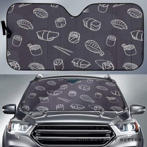 Sushi Pattern Black Car Auto Sun Shade