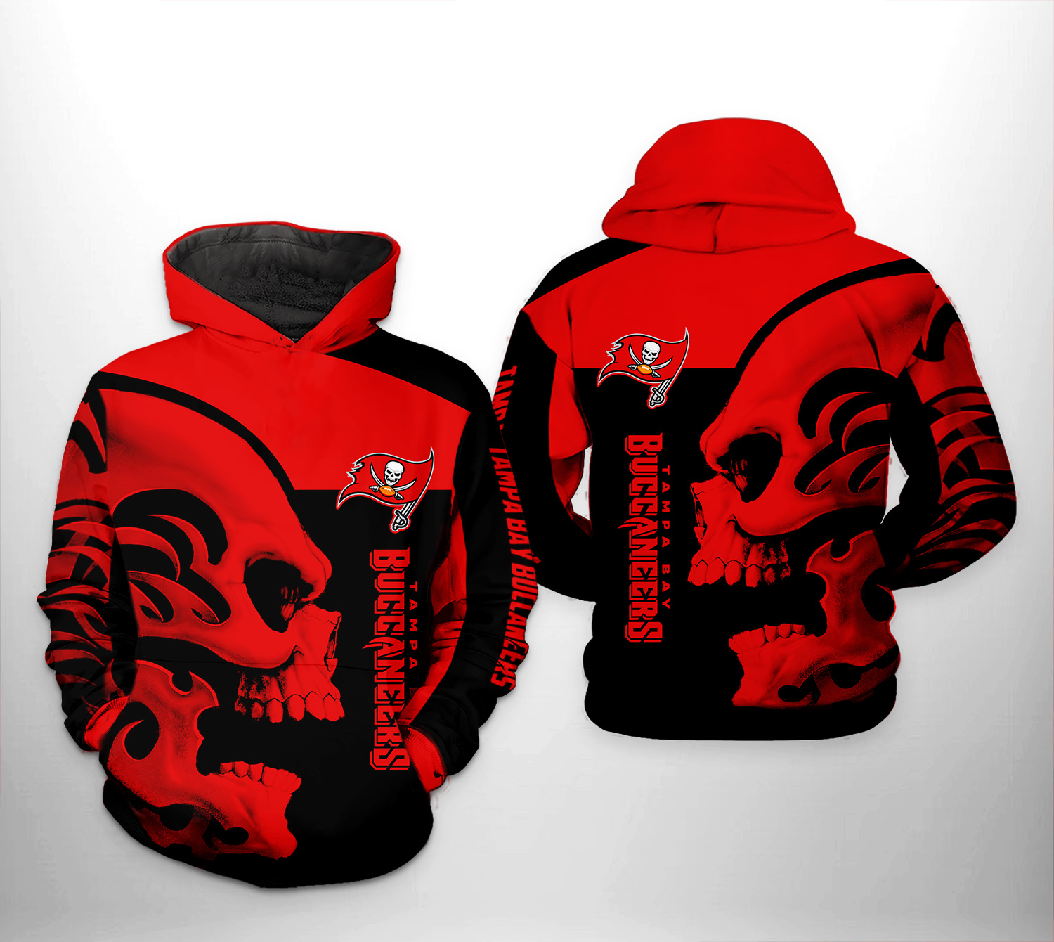 Tampa Bay Buccaneers NFL Skull 3D Printed Hoodie/Zipper Hoodie Tampa Bay Buccaneers NFL Skull 3D Printed Hoodie/Zipper Hoodie