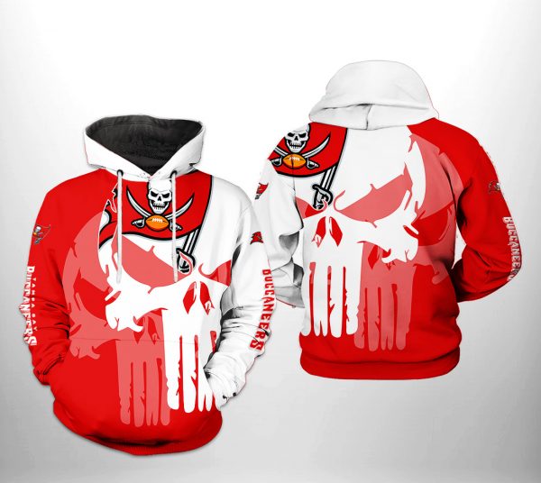 Tampa Bay Buccaneers NFL Team Skull 3D Printed Hoodie/Zipper Hoodie