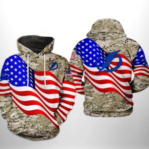 Tampa Bay Lightning NHL US FLag Camo Veteran 3D Printed Hoodie/Zipper Hoodie