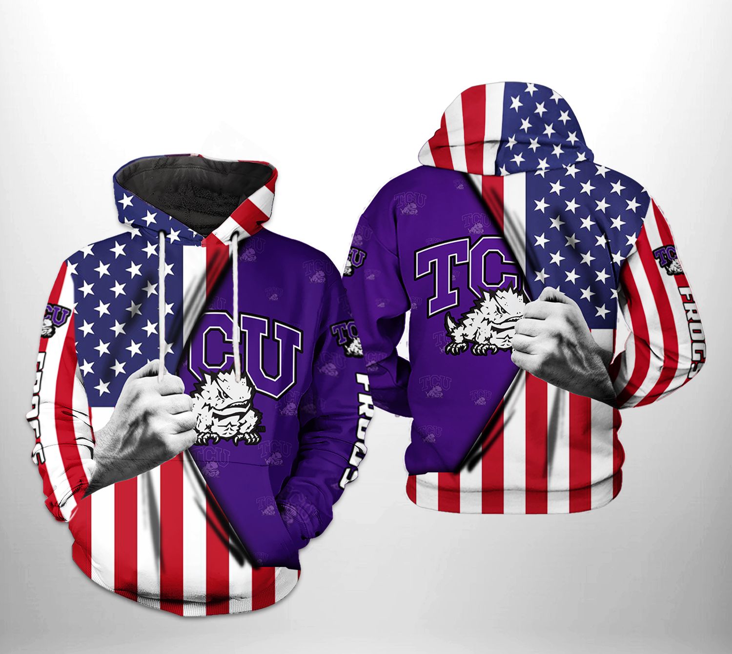 Tcu Horned Frogs NCAA US Flag 3D Printed Hoodie/Zipper Hoodie Tcu Horned Frogs NCAA US Flag 3D Printed Hoodie/Zipper Hoodie