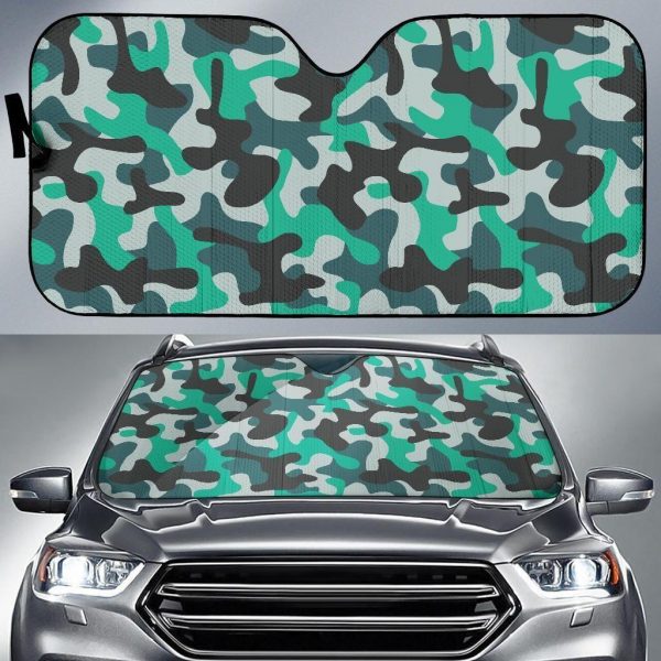 Teal And Black Camouflage Car Auto Sun Shade