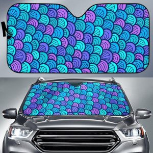 Teal Pink Mermaid Scales Car Auto Sun Shade