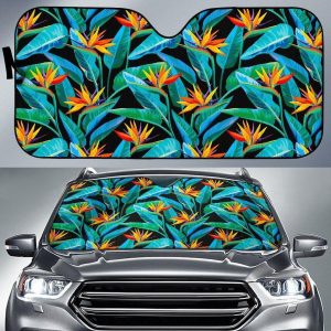 Teal Tropical Car Auto Sun Shade