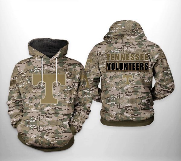 Tennessee Volunteers NCAA Camo Veteran 3D Printed Hoodie/Zipper Hoodie