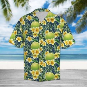 Tennis Frangipani Hawaiian Shirt Summer Button Up