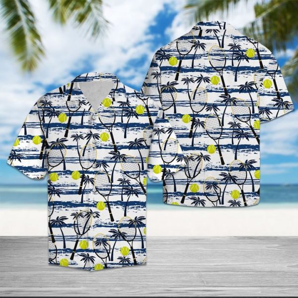 Tennis Sea Palm Tree Hawaiian Shirt Summer Button Up