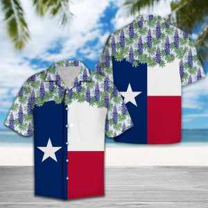 Texas Bluebonnet Flag Hawaiian Shirt Summer Button Up