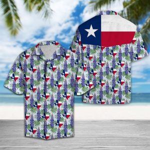 Texas Bluebonnet Flag Hawaiian Shirt Summer Button Up