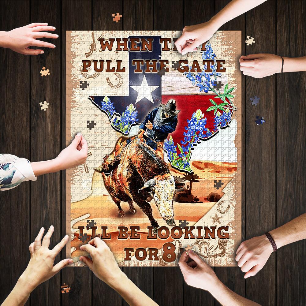 Texas Bull Riding Jigsaw Puzzle Set Texas Bull Riding Jigsaw Puzzle Set