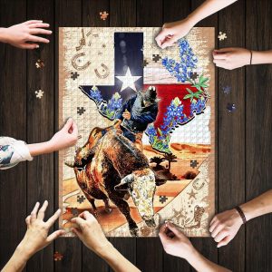 Texas Bull Riding Jigsaw Puzzle Set