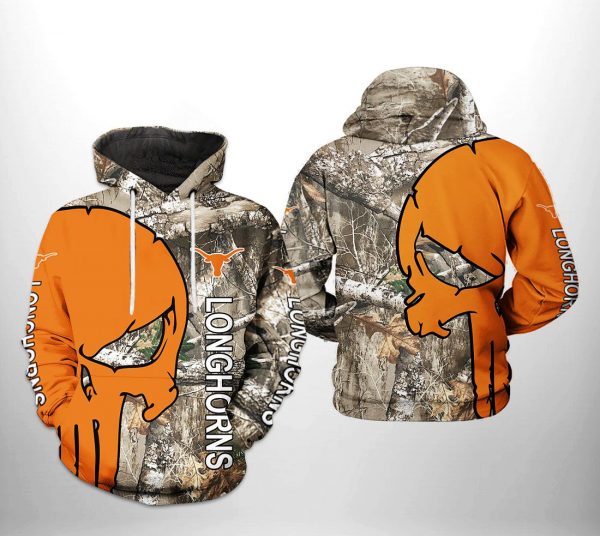 Texas Longhorns NCAA Camo Veteran Hunting 3D Printed Hoodie/Zipper Hoodie
