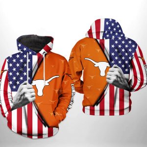 Texas Longhorns NCAA US Flag 3D Printed Hoodie/Zipper Hoodie