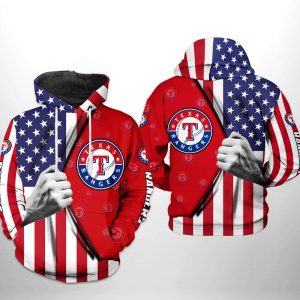 Texas Rangers MLB US Flag 3D Printed Hoodie/Zipper Hoodie