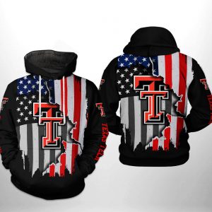 Texas Tech Red Raiders NCAA US Flag 3D Printed Hoodie/Zipper Hoodie