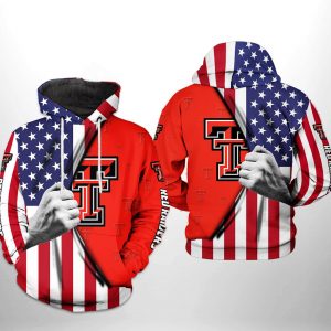 Texas Tech Red Raiders NCAA US Flag 3D Printed Hoodie/Zipper Hoodie