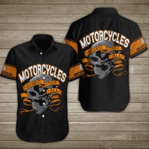 The Baddest Of Them Allskull Motorcycles Hawaiian Shirt Summer Button Up