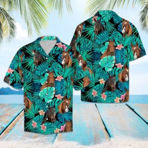 Thoroughbred Green Tropical Hawaiian Shirt Summer Button Up